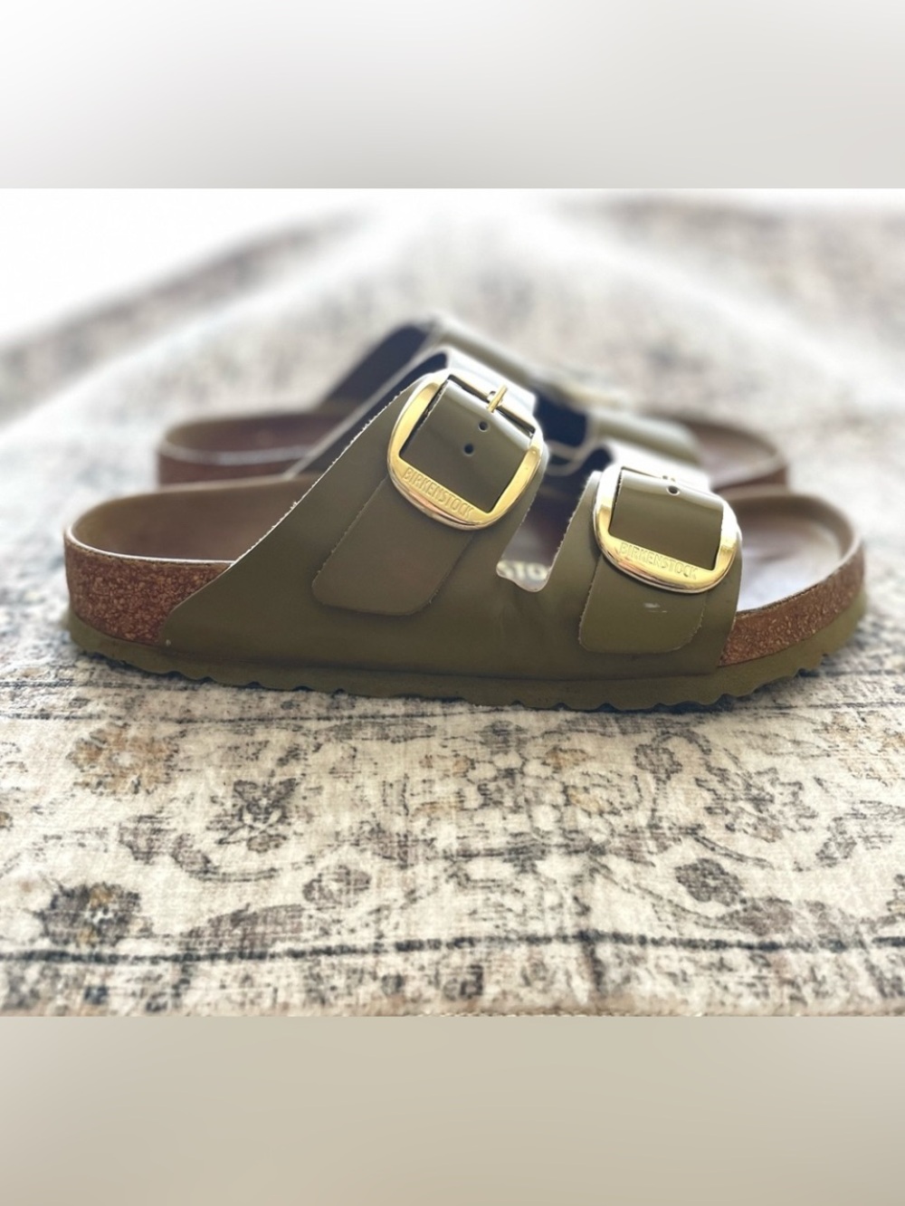 Birkenstock Big Buckle High Shine Leather Green Size 39 Regular Width - Picture 3 of 10